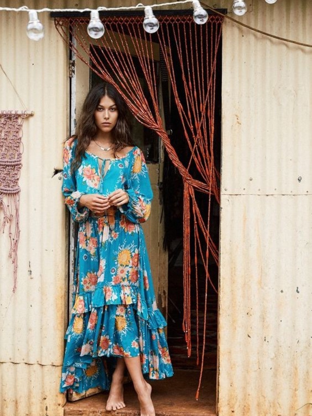 Spell & The Gypsy Jagger 2.0 Maxi Dress Floral High-Low Blue & Pink NWT